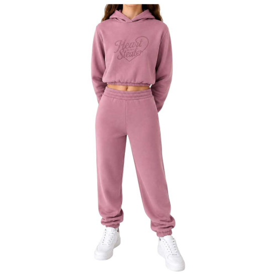 Target Παιδικές φόρμες σετ Cropped Hoodie & Jogger Fleece Pants ''Heart Stealer''